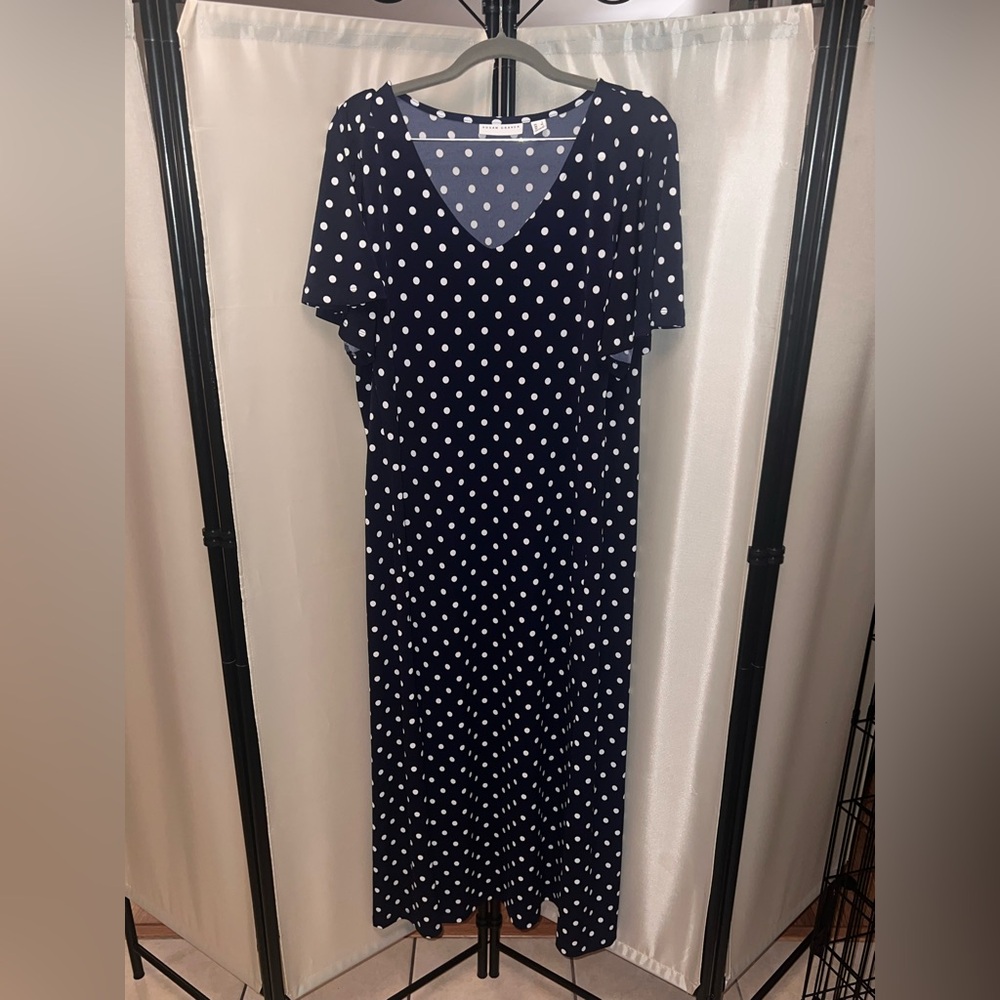 Susan Graver Blue Flutter Sleeve V-Neck Sheath Dress